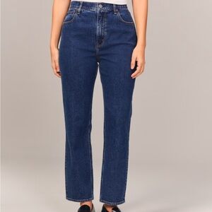Abercrombie Ultra High Rise Ankle Straight 25 Regular Dark Wash NWOT Curve Love